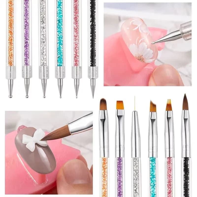 Set di 6 Pennelli per Gel UV, Pennello per Nail Art, Strumento per Disegno Acrilico e Decorazione Unghie