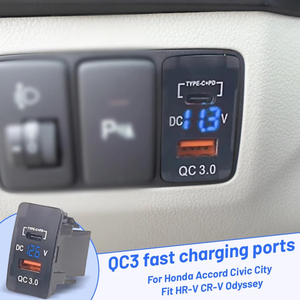 Caricabatterie rapido intelligente con doppia porta USB a luce blu per Honda Odyssey 2014 Accord 2004 Jade Gen 1 Spirior 2009 2013 Parti interne