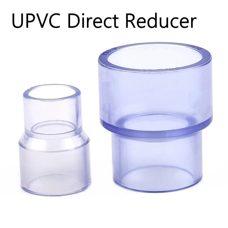 1PC Transparent Blue UPVC Direct Reducer Connectors Garden Drainage Pipe Irrigation Fittings For Water Pipes Water Supply Joints