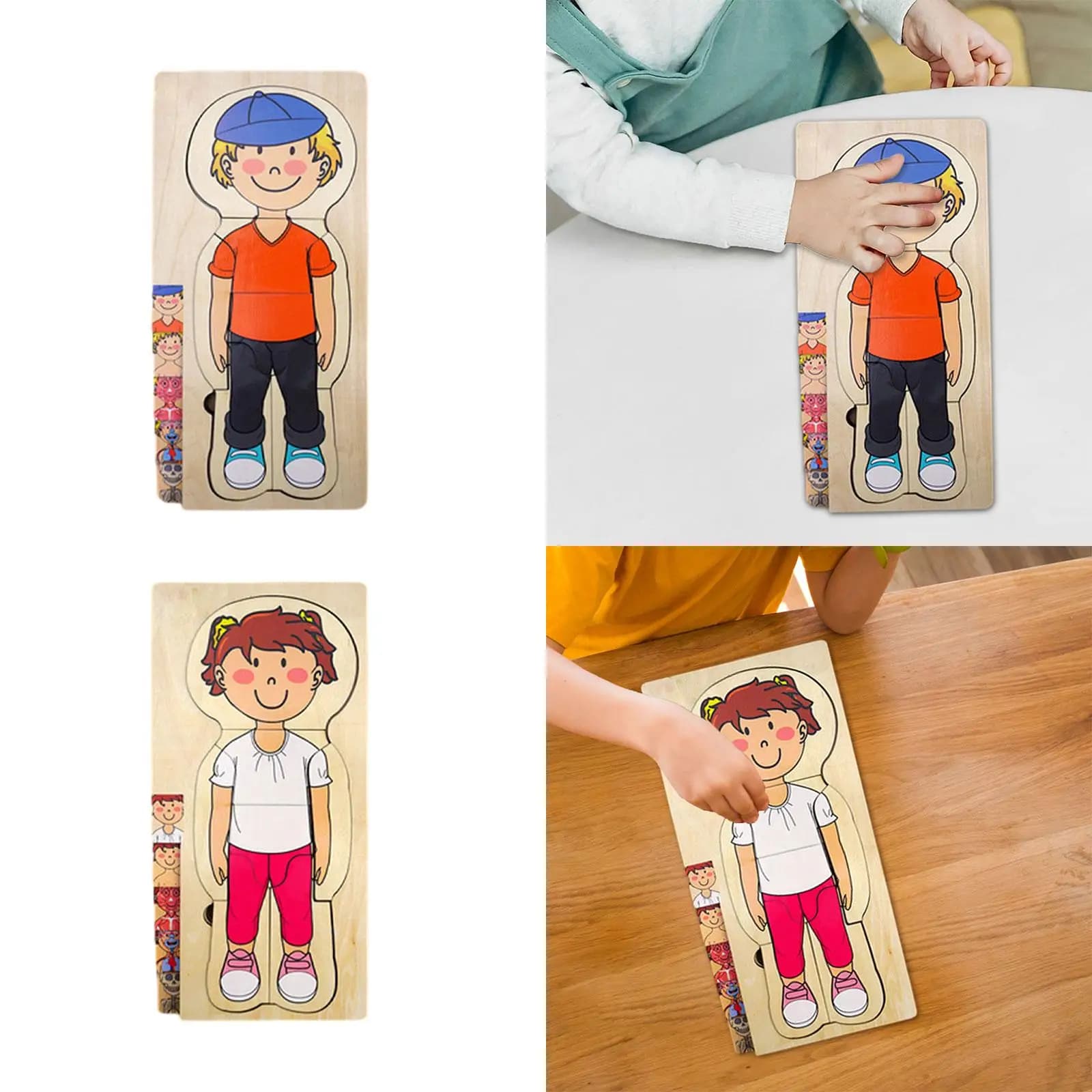 Wooden Human Body Puzzle Toys Early Educational Toys Human Body Parts Puzzle for Children Baby Preschool Girls Birthday Gifts