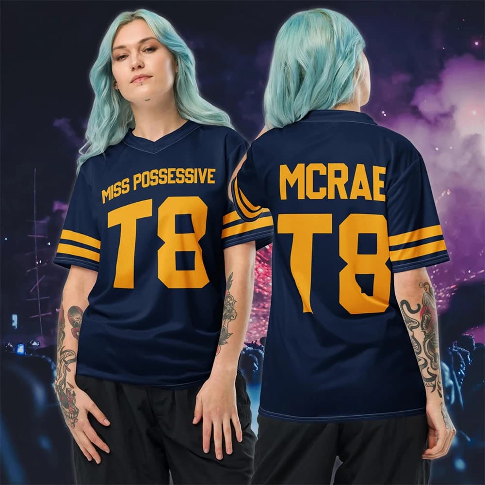 2025 Nuova camicia da concerto per feste musicali Estate T8 Tate Mcrae Fan T-shirt da donna con scollo a V oversize traspirante e confortevole Jersey