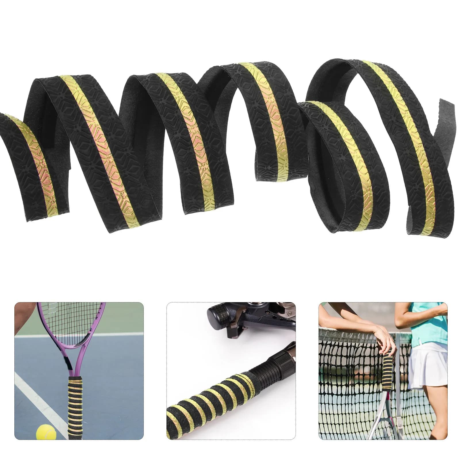 Nastro antiscivolo per impugnatura racchetta, overgrip per badminton e tennis, fascia assorbente per il sudore, cinturino antiscivolo per la sostituzione dell'impugnatura.