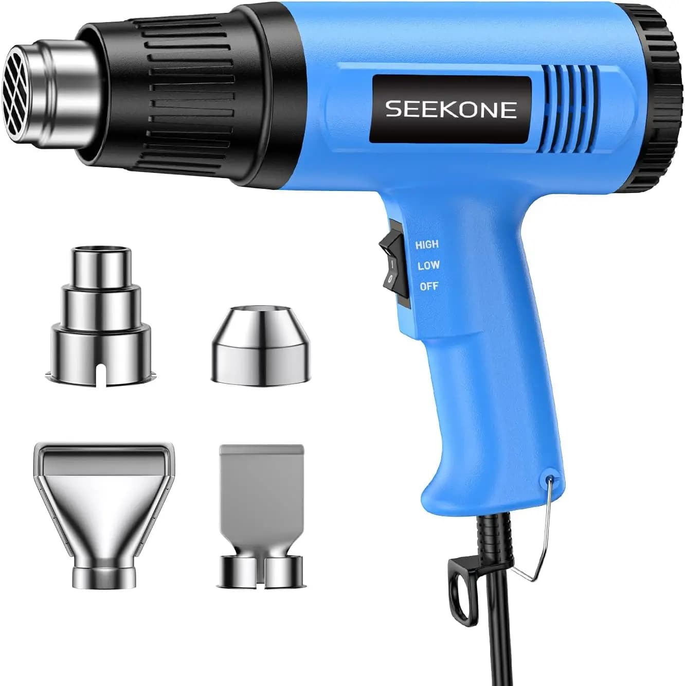 1800W Heat Gun Dual Temperature 572°F & 1112°F Hot Air Gun Kit with Overheat Protection, 4 Nozzles for Shrinking PVC Stripping Paint Crafts