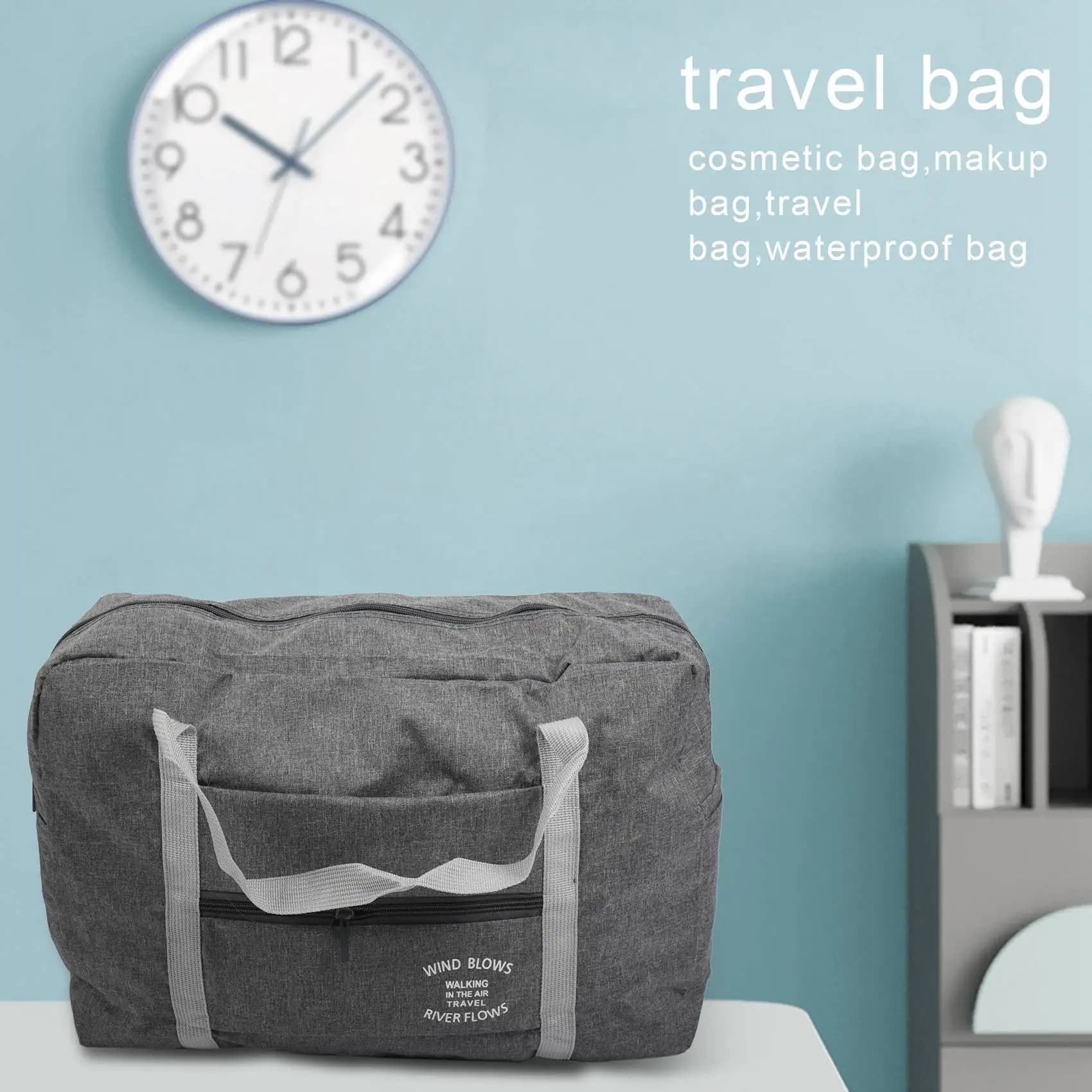 TEXU Gray Waterproof Cosmetic Travel Bags Women Men Large Duffle Bag Travel Organizer Luggage Bags Packing Cubes Weekend Bag