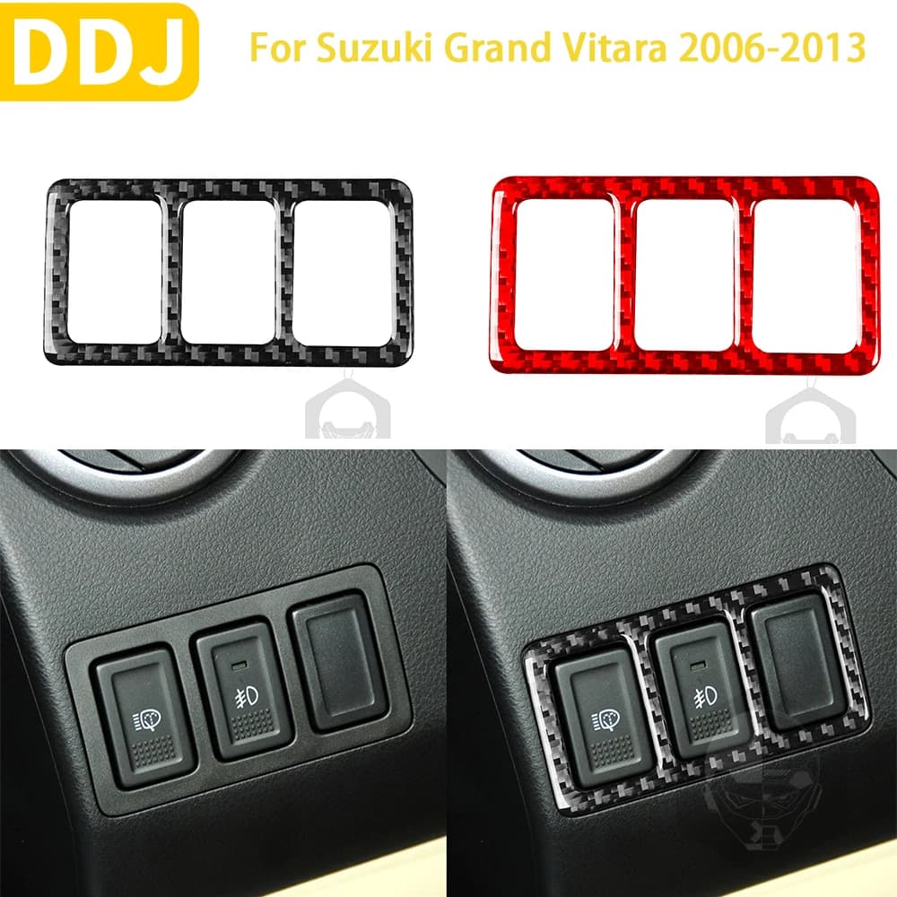 Per Suzuki Grand Vitara 2006 2007 2008 2009 2010 2011 2012 2013 accessori in fibra di carbonio Car Interior Light Button Frame Sticker