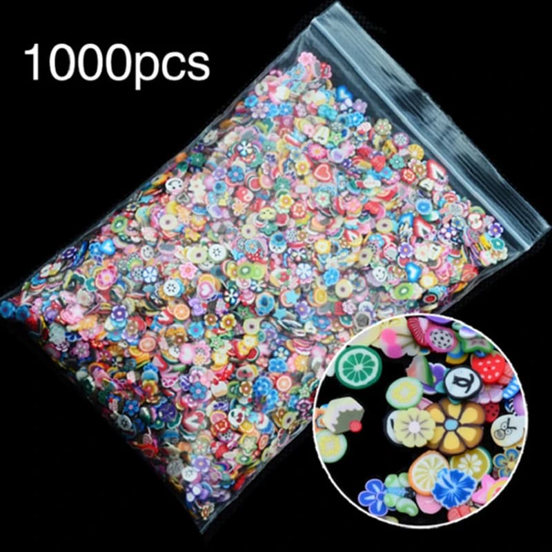 Ceramica morbida 1000 pz Fette di frutta Riempitore Per Unghie Art Tips Melma Frutta Per I Bambini Lizun FAI DA TE melma Accessori Forniture Decorazione