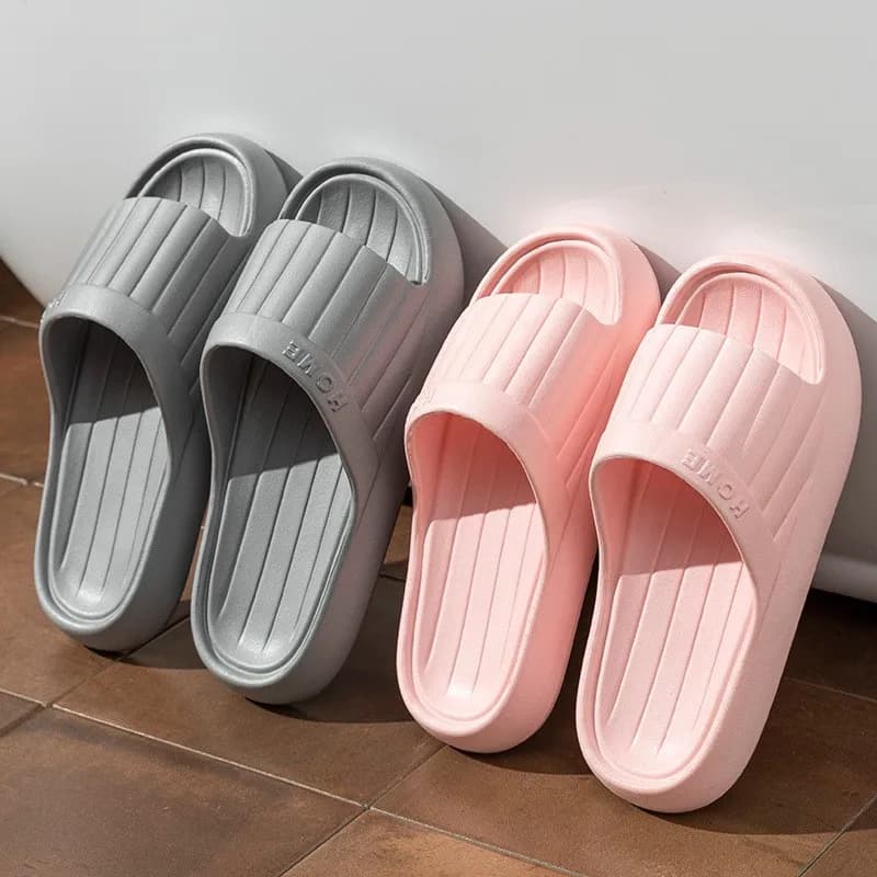 New Women Home Slippers Men Casual Flip Flops Thick Sole Slides Anti-Slip Shower Shoes Summer Beach Sandals Soft Bathroom Flats