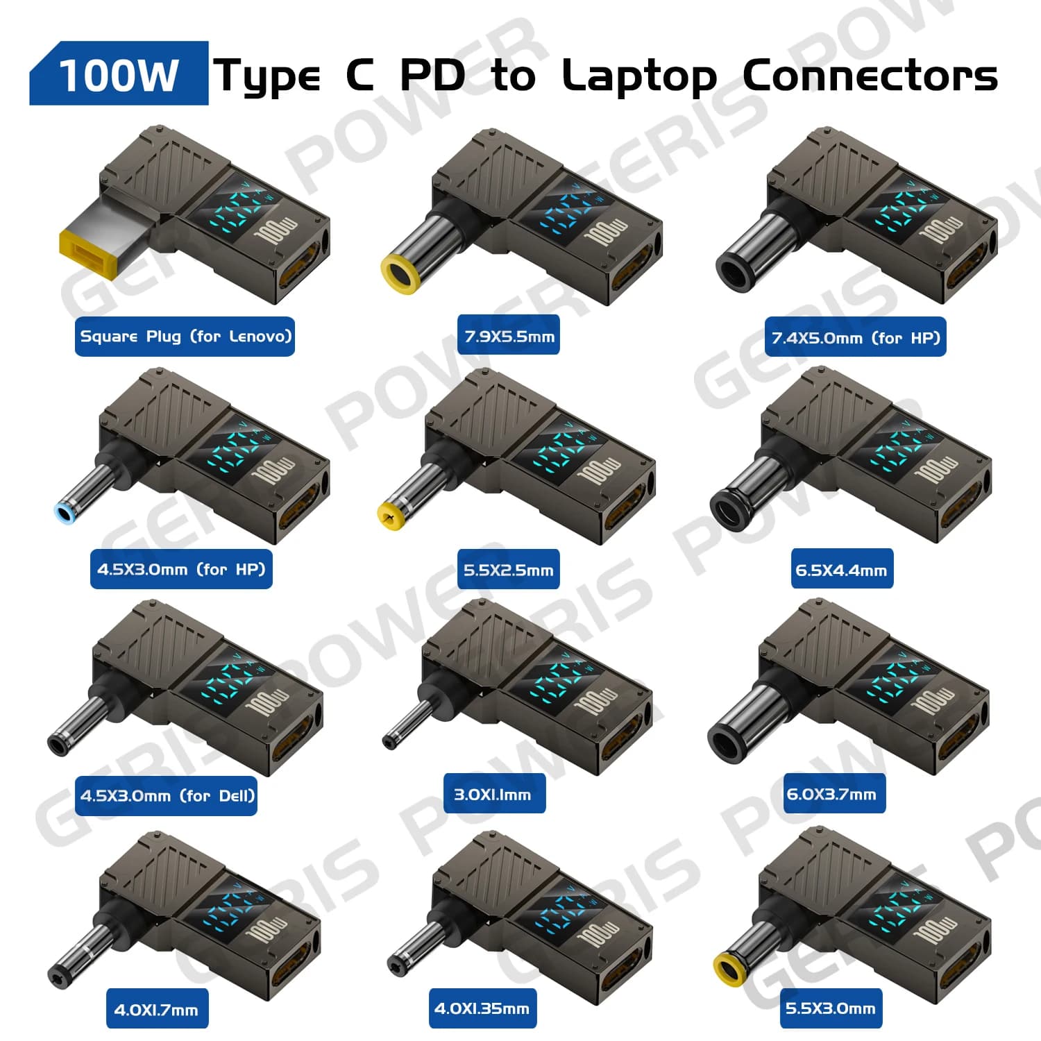 PD100W Plug Converter from Type C to DC USB C Charging Adapter to Laptop Power Charger Connector Toe for Lenovo Asus HP Dell Samsung