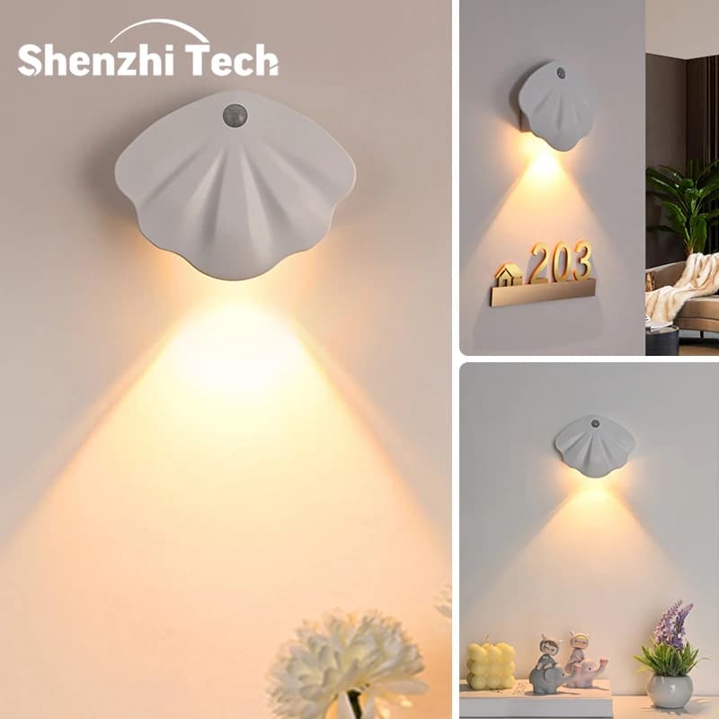 Luci con sensore di movimento, luce notturna Wireless a LED, lampada da parete per sveglia di notte, per camera da letto, corridoio, armadio, porta, decorazione della toilette