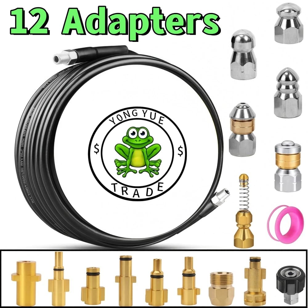 5 ~ 50m Pressure Washer Sewer Jetter Kit, Tubo di pulizia di drenaggio 5800psi, Ugello di pulizia delle tubazioni NPT da 1/4 pollici, per Karcher Bosch Nilfisk