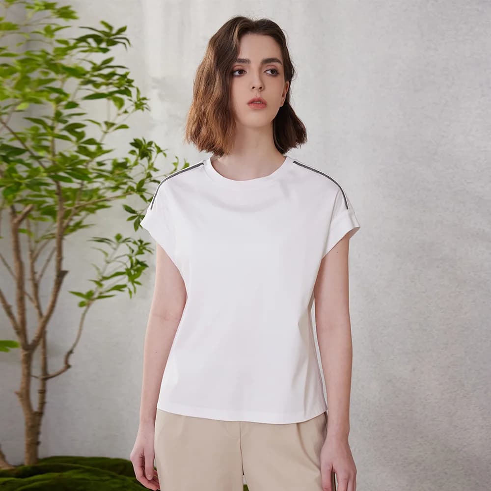 K2055W Abbigliamento da donna di alta qualità Magliette in cotone a fibra lunga Abiti estivi da donna