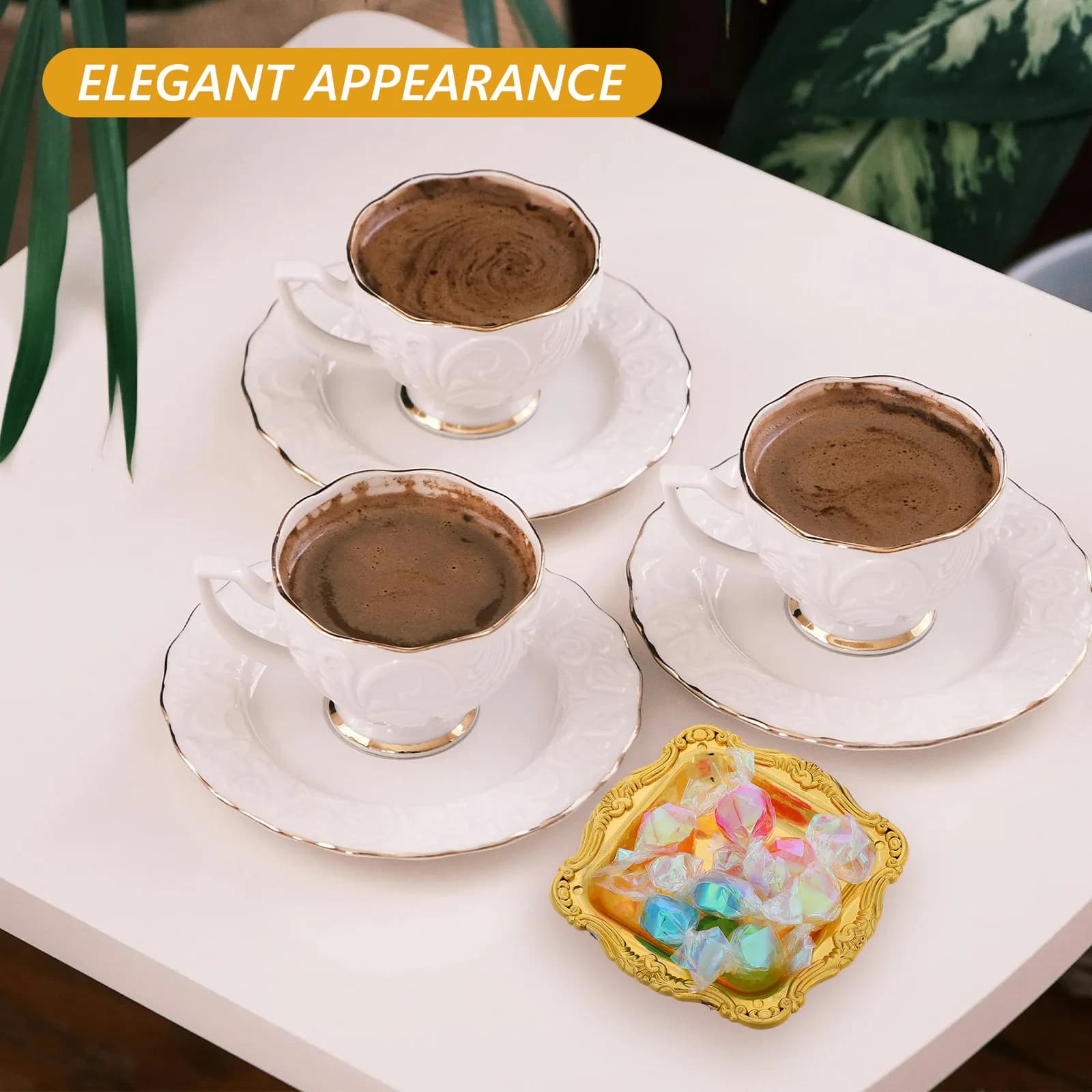 10 Piatti Quadrati in Plastica Dorata per Dessert, Ideali per Matrimoni, Feste di Compleanno, Baby Shower, Esposizione di Torte, Biscotti, Frutta Secca e Snack