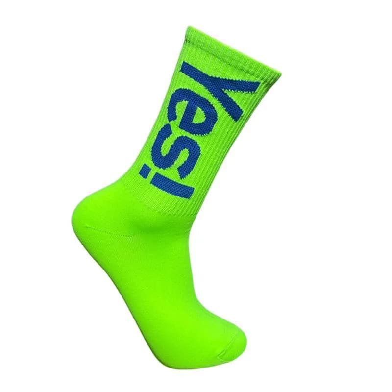 Vitality bright color Yes letter medium tube socks, multi-color optional breathable sweat-absorbing daily sports versatile