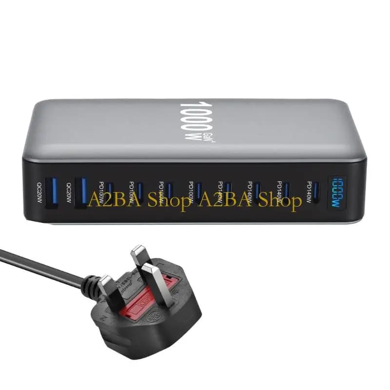 A2BA 10Port 1000W Highly Speed Charging PD Port Compatible for Phone Devices for Homes Offices Devices Tablets Use
