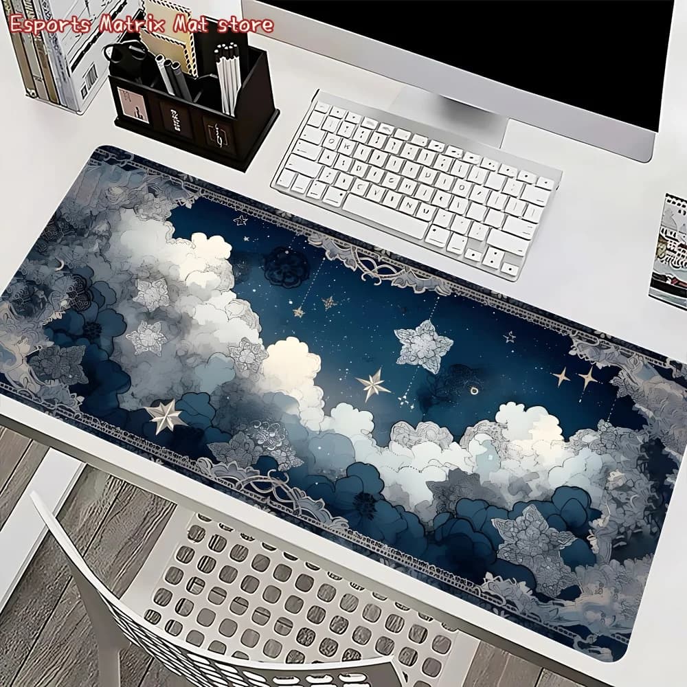 Tappetino per mouse da gioco Starry Sky Clouds, grande tappetino da scrivania antiscivolo per ufficio e casa