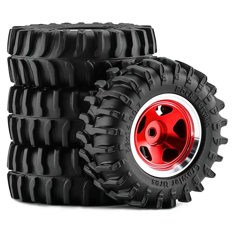 4Pcs 0.7 Inch Beadlock Wheels & Tires, Upgrade Parts for 1/30 RC Crawler Axial SCX30 Ford Bronco Wrangler K10