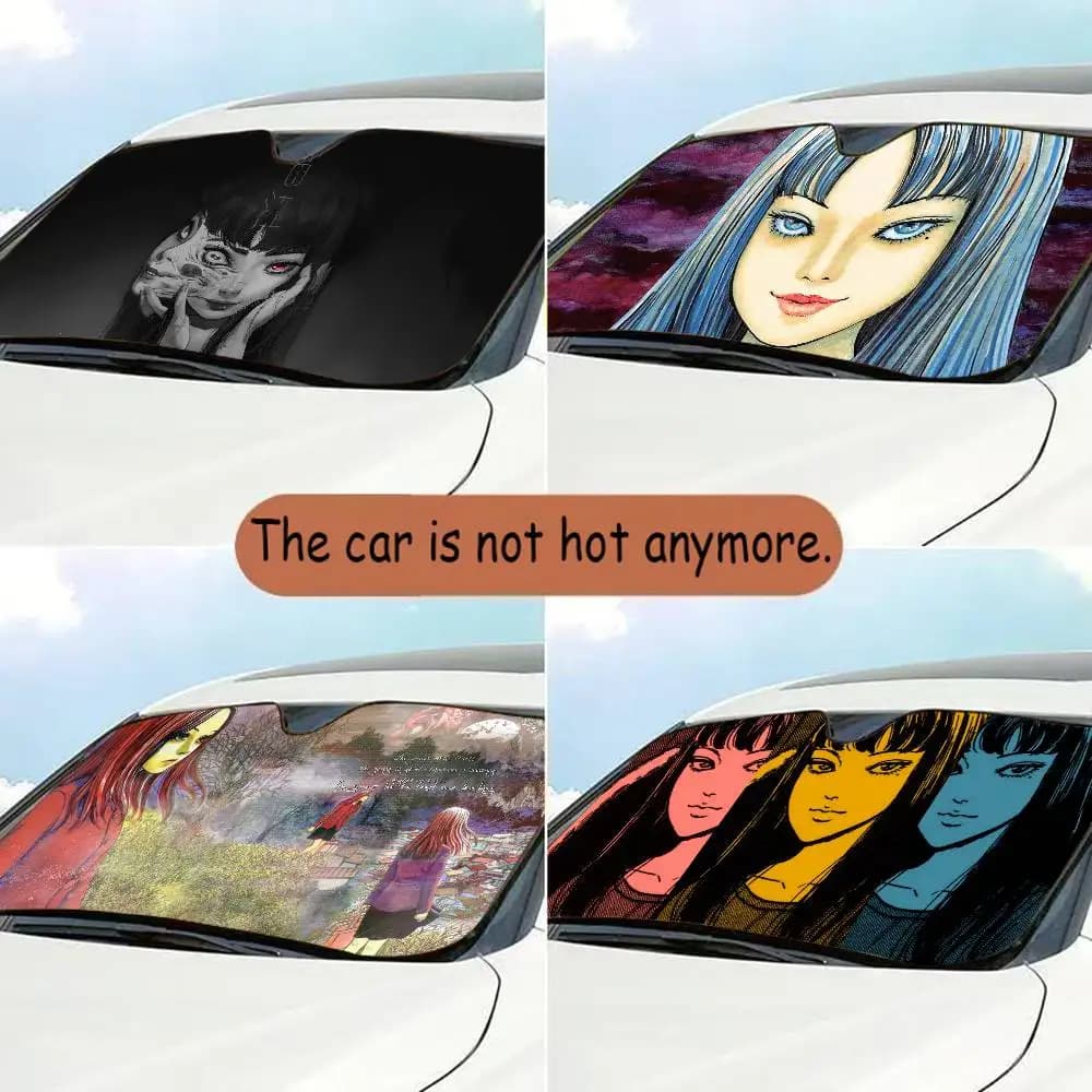 Parasole per Auto con Protezione Solare e Riscaldamento, Design Ispirato a Junji Ito-I Tomie-T, Tenda Parasole per Parabrezza Auto, Copertura Auto, Visiera Parasole per Auto