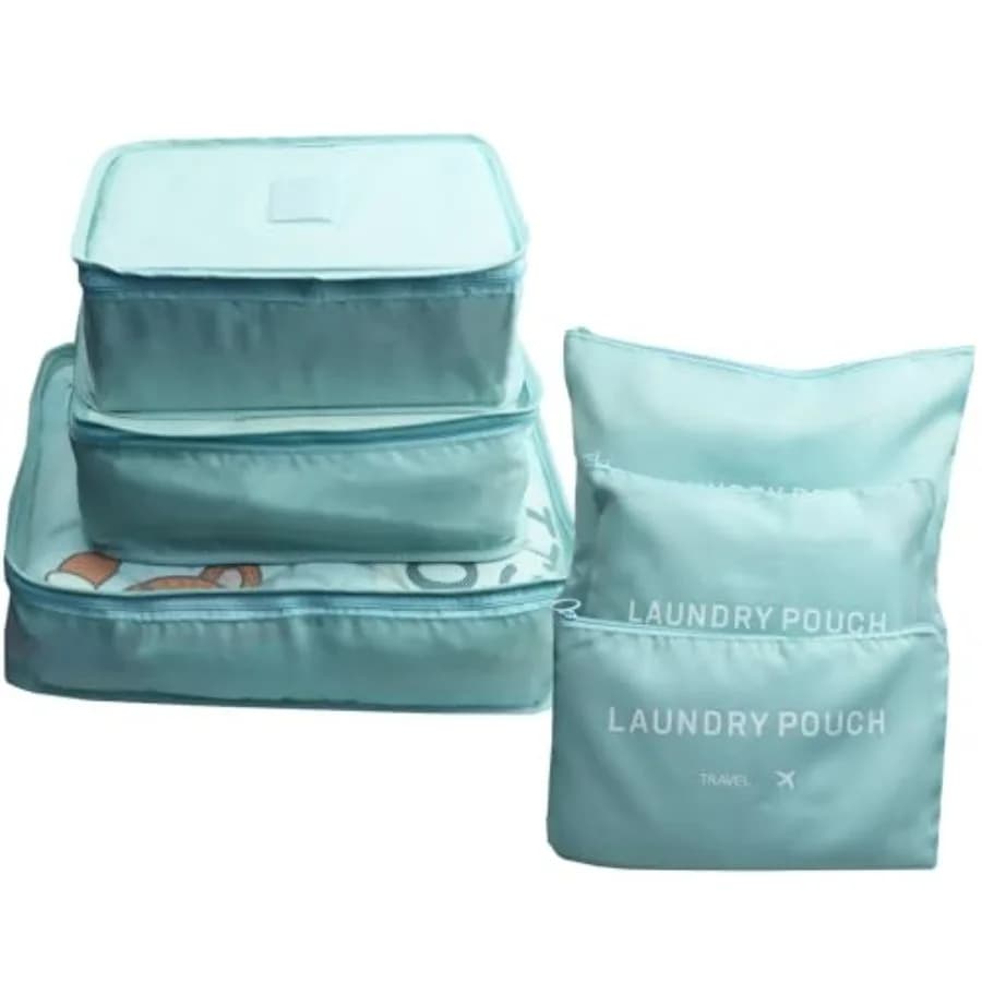 6 Pack Packing Cubes Compression - Travel Cubes for Carry on Suitcases - Travel Storage Bags, Luggage Organizer with Laundry Po
