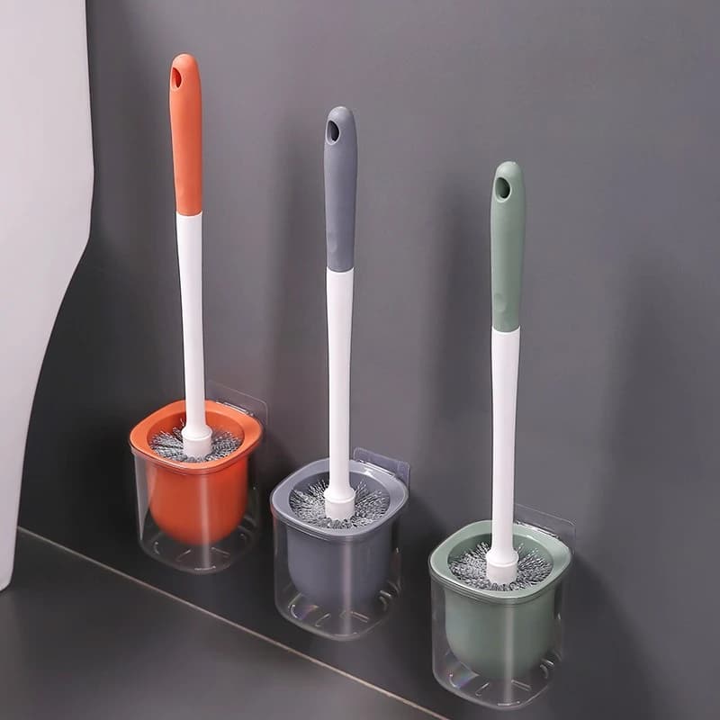 Spazzola per WC da parete per bagno domestico, senza foratura, con manico lungo, per la pulizia domestica senza angoli ciechi