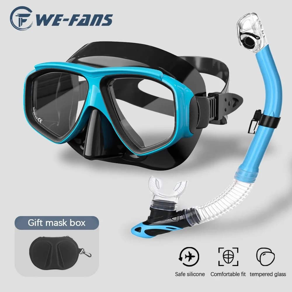 Free professional underwater mask, underwater mask with temperate corrective lenses, swim glasses set Men's and women's underwater equipment