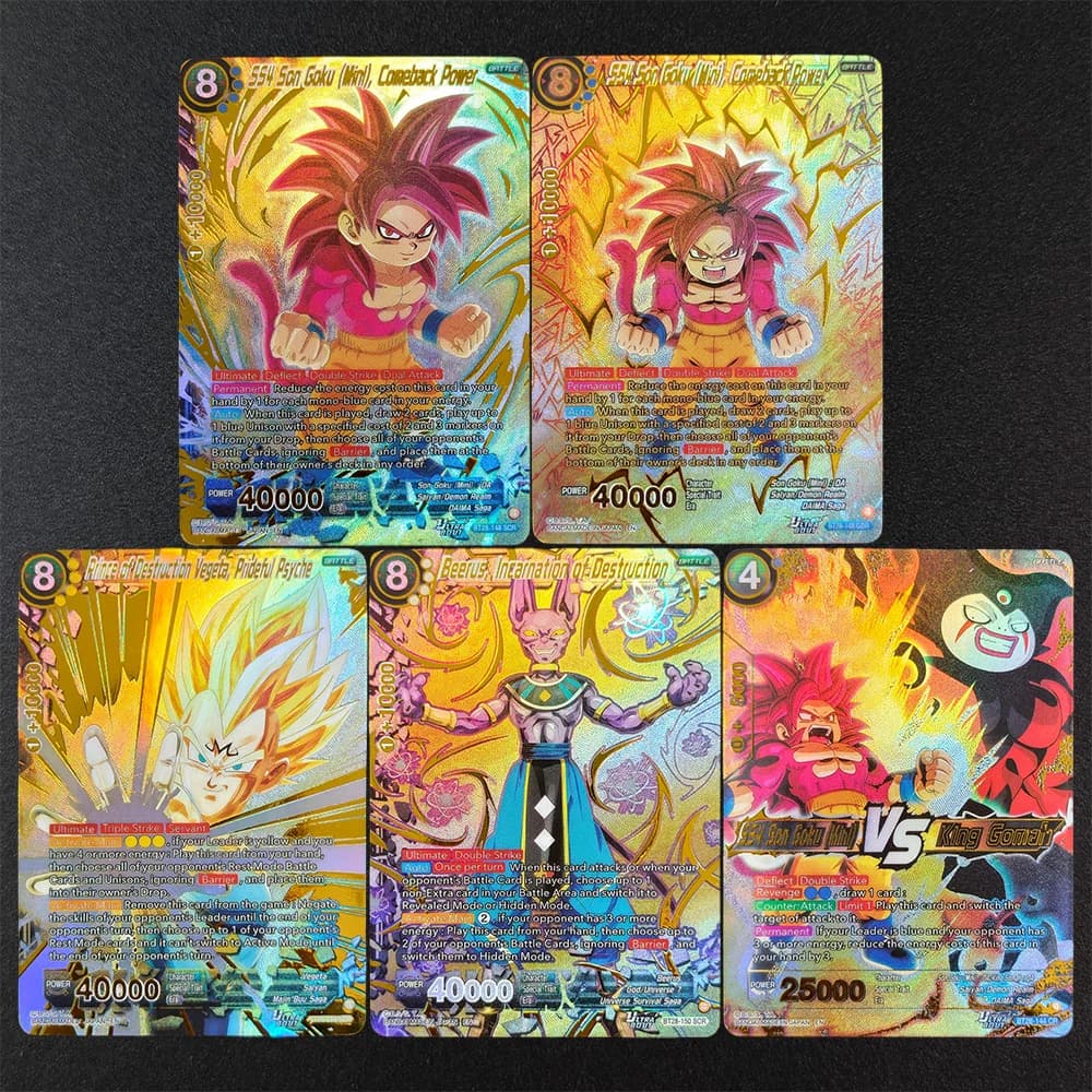 DIY Proxy Dragon Ball Super Fusion World BT28 SS4 Son Goku Mini Comeback Power Prince of Destruction Vegeta Beerus Game Card Toy