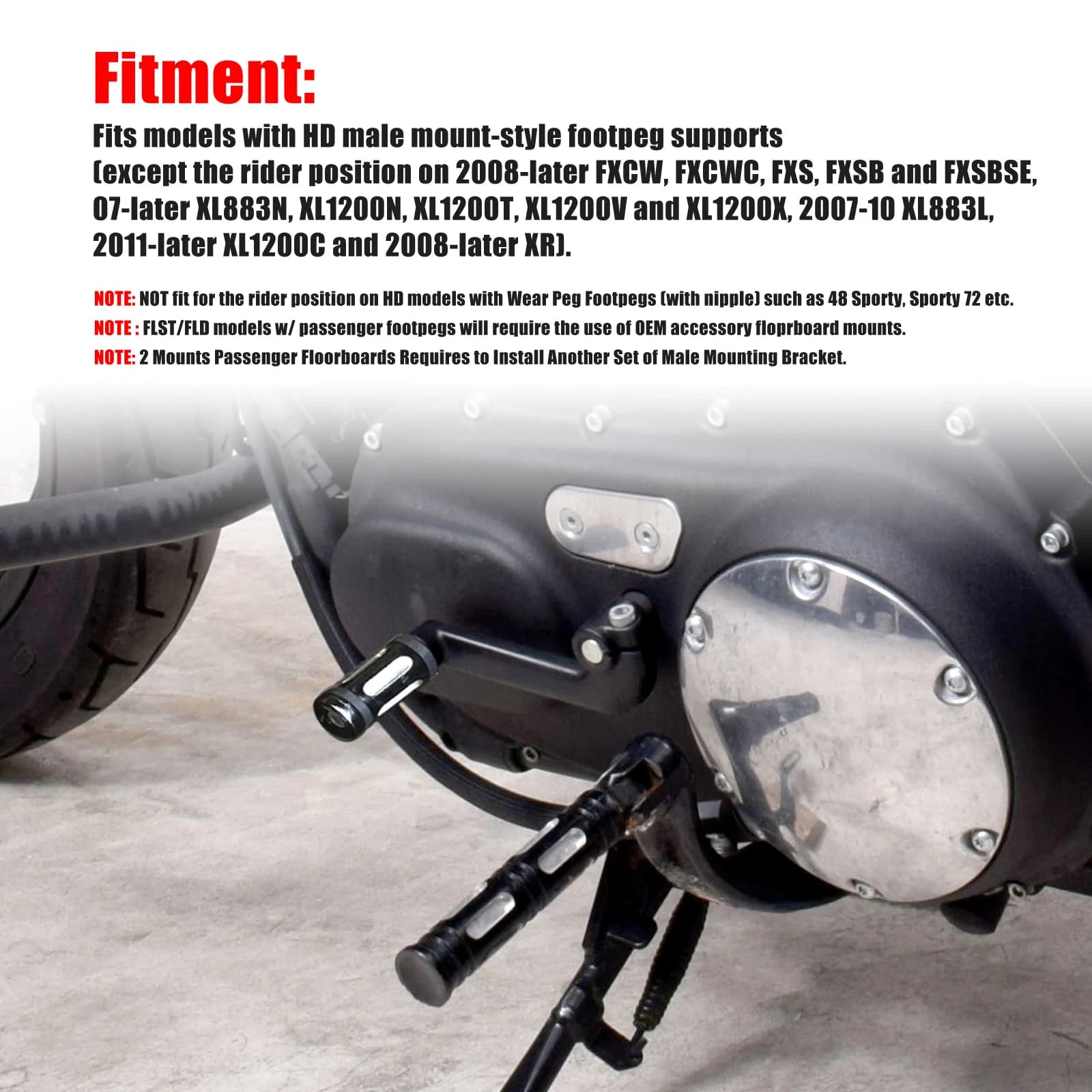 Motorcycle CNC Aluminum Spike Footpegs Front Rear Footrests Billet Cut Riding Pegs Anti-Slip Male Style Foot Board For Harley