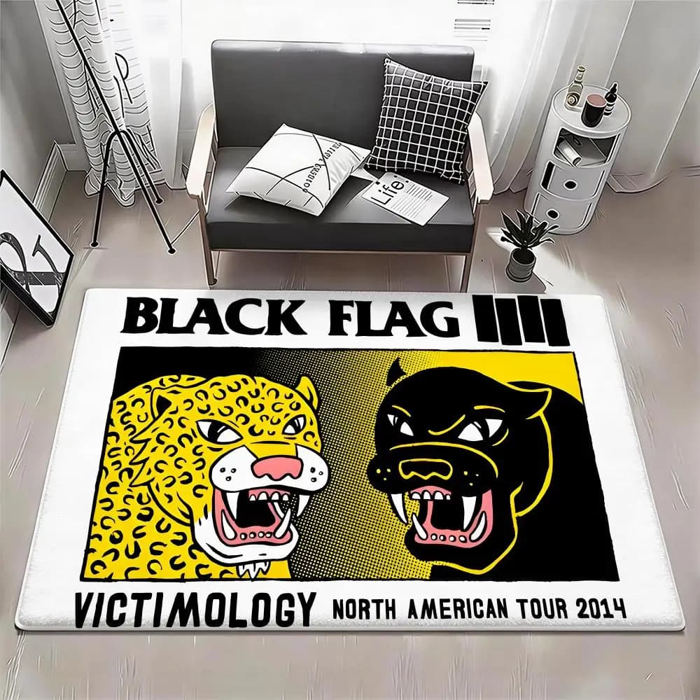 Character B-Blackflag Eco Floor Mat - Non-scented non-slip flannel mat for interiors, soft short plush carpet for home
