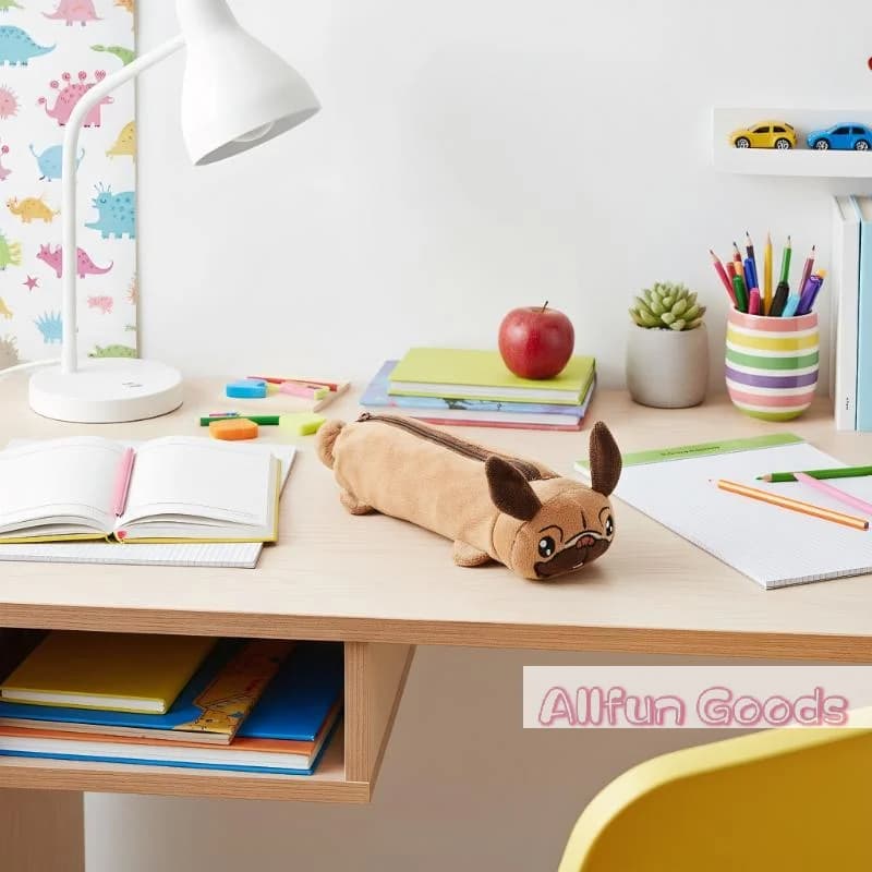 Cute Cartoon Plush Dog Pencil Case Multifunctional Storage Bag Coin Purse Kawaii Plush Toy Bag Student Stationery Supplies