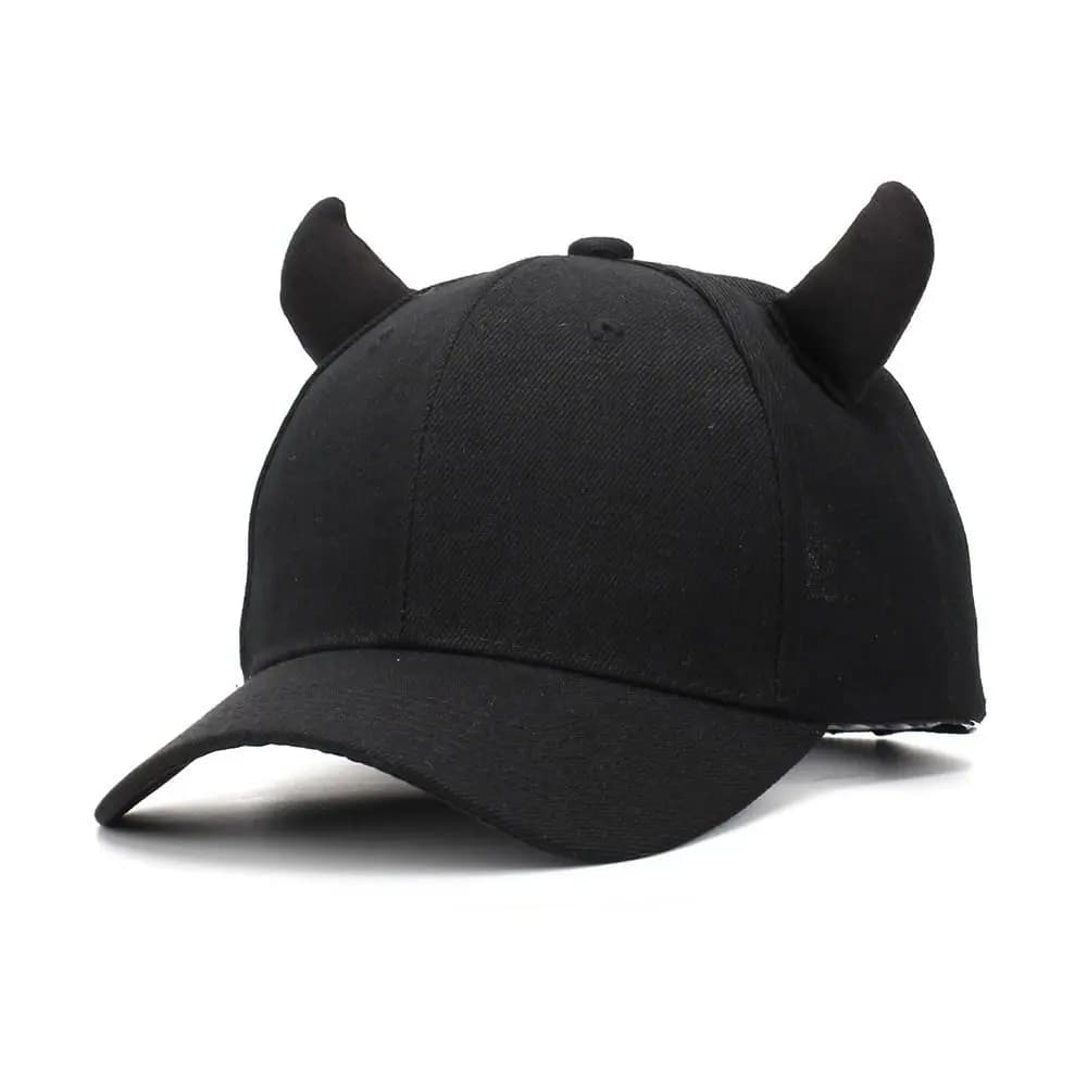 Cappello da Baseball Nero alla Moda con Visiera a Corno di Bue, Cappello da Baseball Regolabile per Protezione Solare, Cappello Sportivo da Camionista, Cosplay