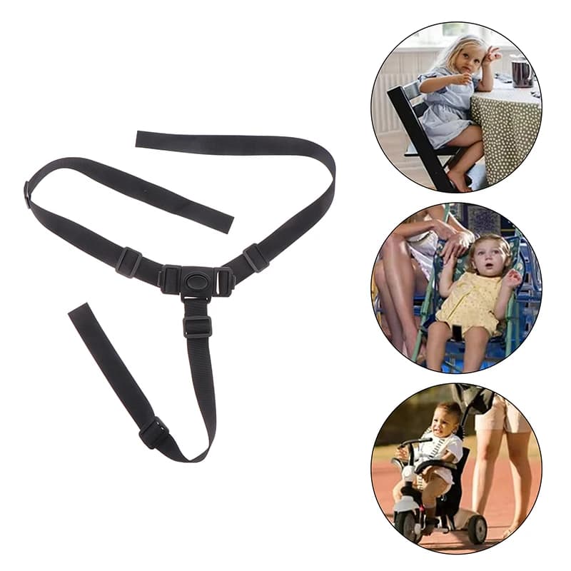 1pc Cintura per sedia per l'alimentazione del bambino Cintura fissa a 3 punti Accessori per passeggino Cintura di sicurezza per sedia da pranzo per bambini
