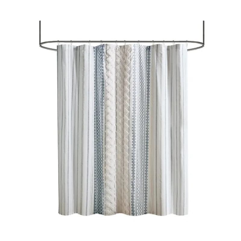 1Pcs 72x72" Cotton Printed Shower Curtain with Chenille