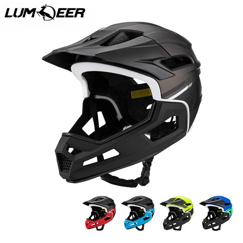 Detachable LUMDEER helmet for MTB for men, protection for the head from motorcycle, mountain bike, offroad, MBX, BMX, safety, black.