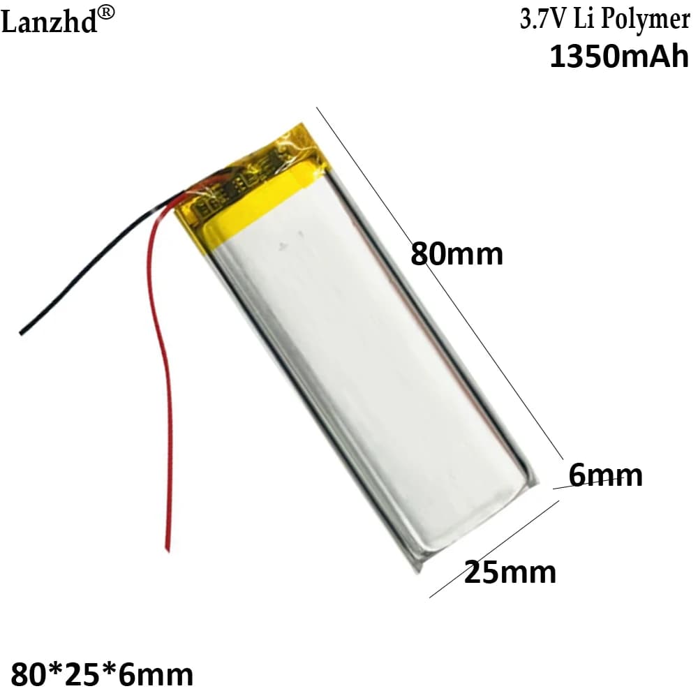 Batteria ai polimeri di 3.7V 602580 1350mAh Per asciugacapelli portatile fanale posteriore per bicicletta videocitofono dispositivo di massaggio dispositivo di aspirazione del latte