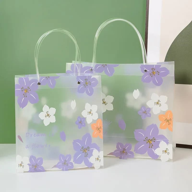 yes2pcs Floral Tote Bag - Floral Design Gift Bag,Durable Handbag for Women,Wedding, Birthday,Party Favors - Elegant Floral Patte