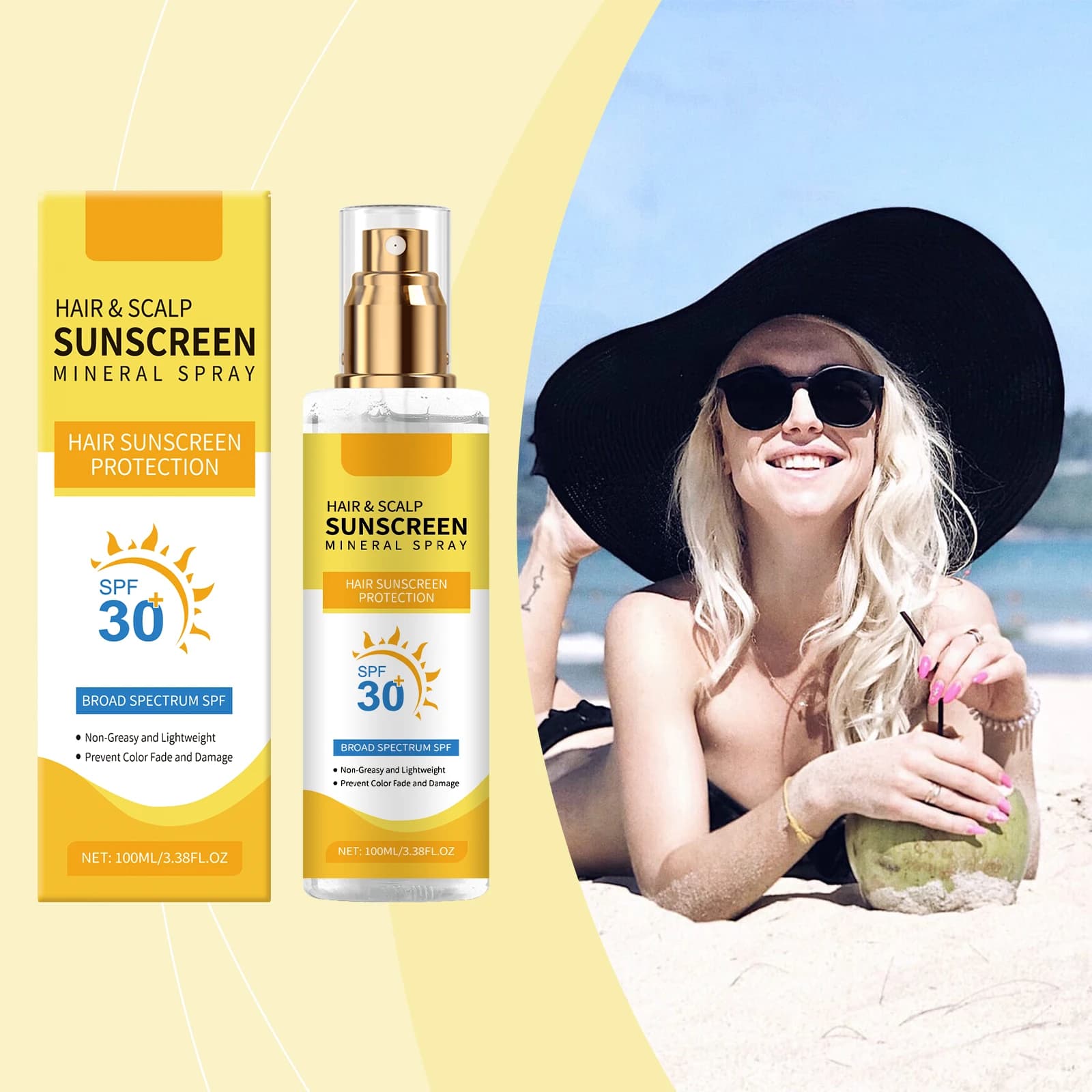 Solar Protection Spray for scalp with ginger root SPF30 Reduces damage to sunlight Improves dry nutrition Oil control Anti-ultraviolet hair care spray