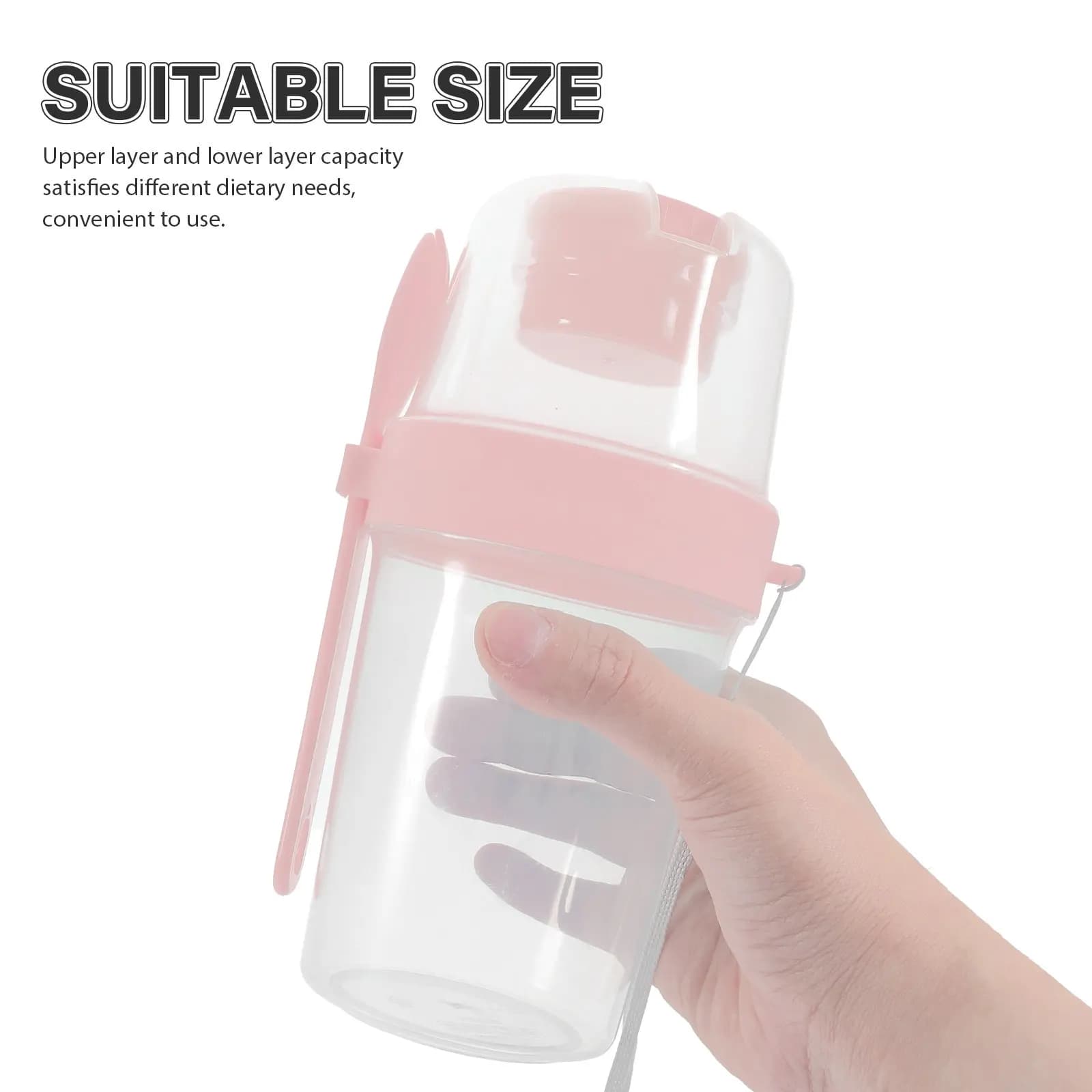1Set Double-Layer Portable Salad Cup with Lid and Spoon Overnight Oats Jar Airtight Food Container for Breakfast Meal Prep