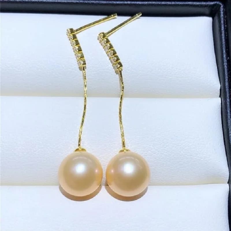 Elegant South Sea10-11mm 9-10mm Round PINK WHITE Pearl Earring Sterling Silver 925 Earrings