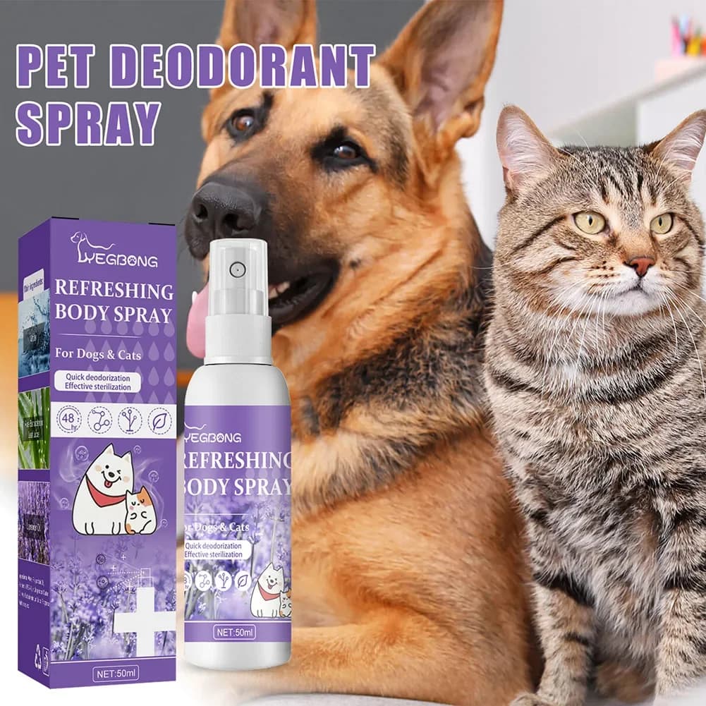 Olio di lavanda deodorante per cani Spray cuccioli di lunga durata gatti cani per profumo deodorante puzzolente Spray rimuovi odore aria rinfrescante
