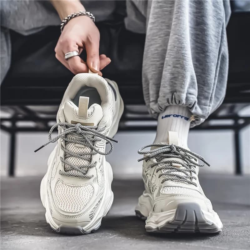 Scarpe Sportive Casual da Uomo Primaverili di Tendenza, Versatili, Antiscivolo, con Rialzo, Stile Dad Shoes, Comode, Traspiranti, a Taglio Basso, in Gomma