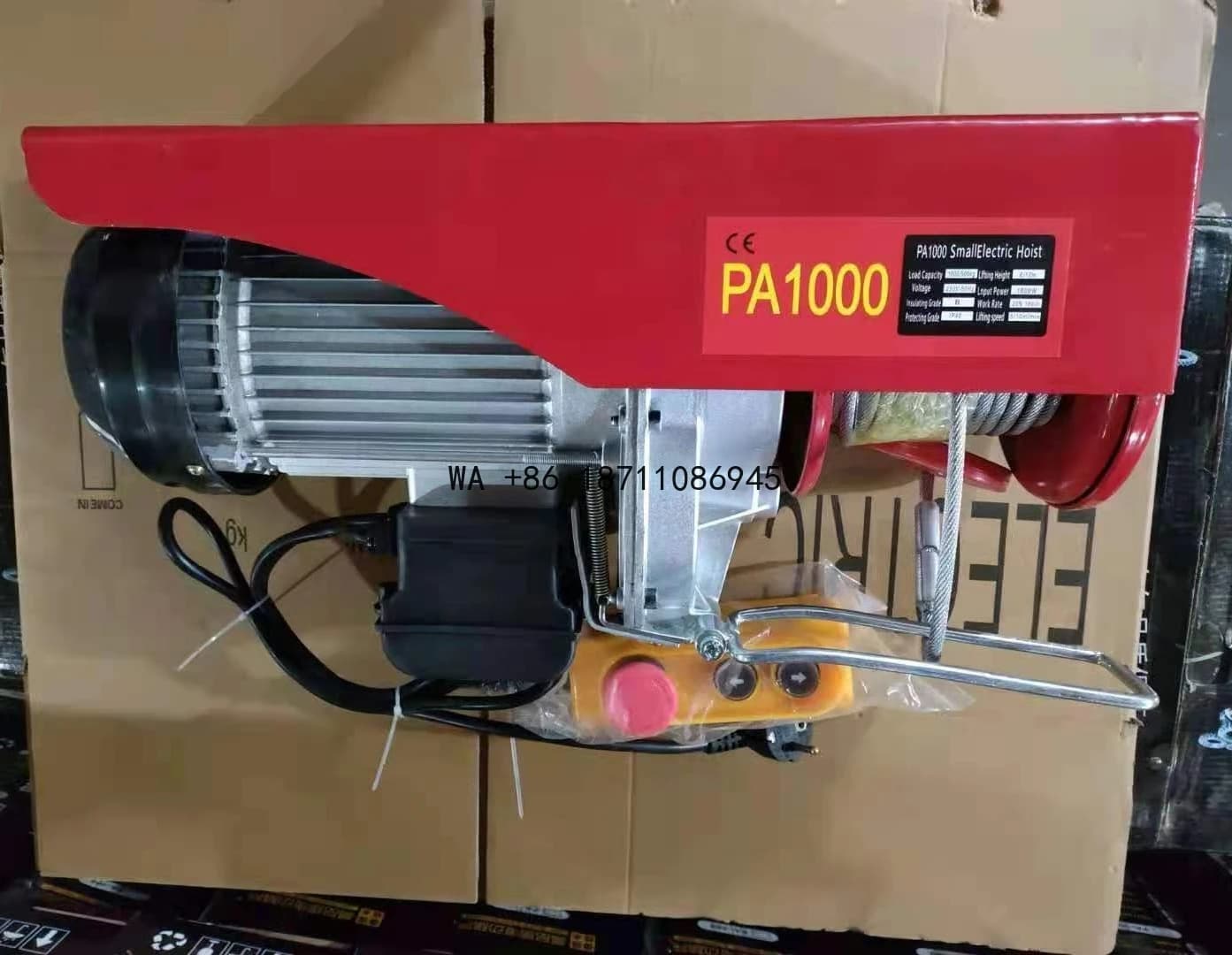 Paranco Elettrico Portatile Silenzioso da 300kg con Telecomando 220V e Fune Metallica per Sollevamento