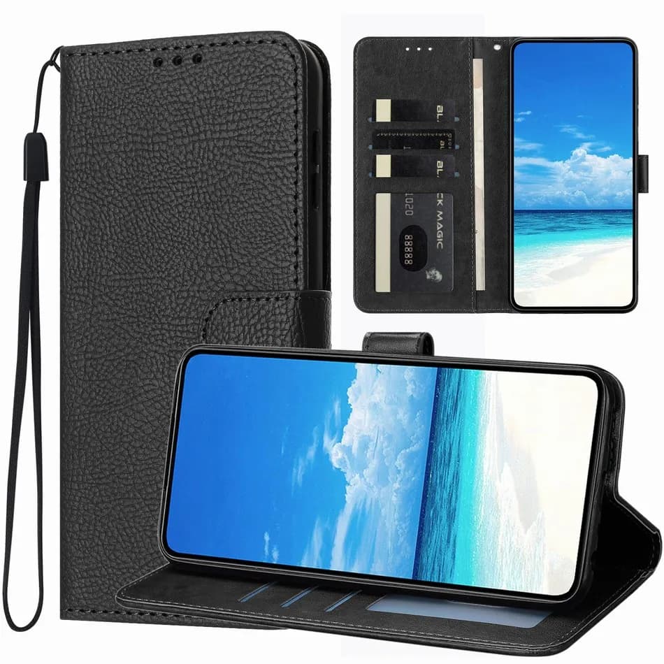 Custodia in pelle con texture litchi e scomparti per carte di credito per Google Pixel 6 6A 7 7A 8 8A 9A 9 10A 10 Pro XL 5G, da uomo e da donna