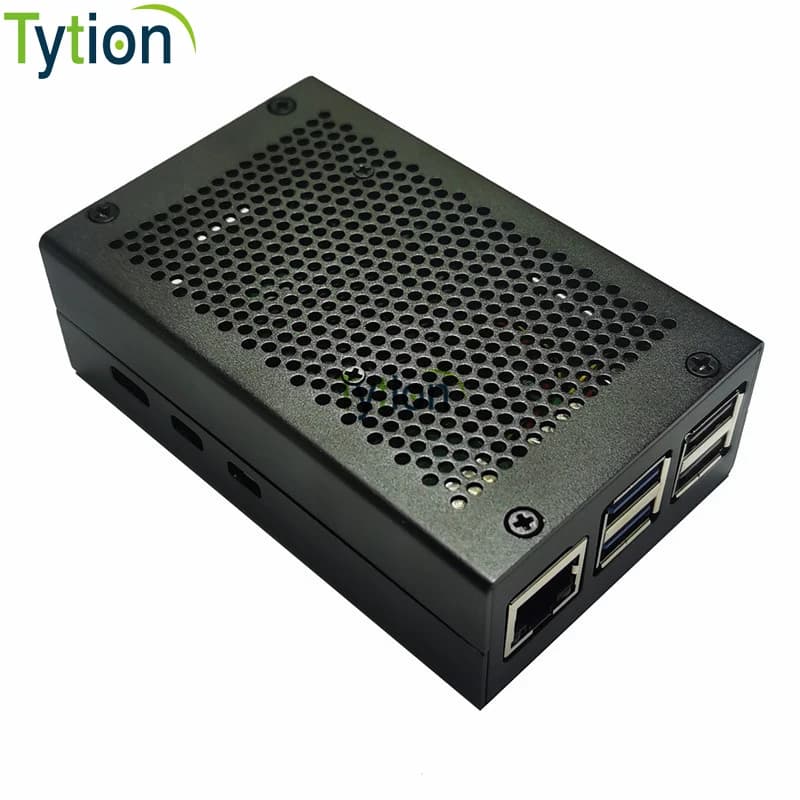 Raspberry Pi 5 aluminum metal housing with 4pin 4010 large cooling fan JST port speed regulation
