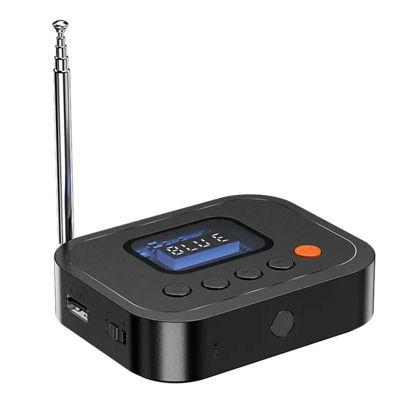 A99E-2In1 Ricevitore audio Bluetooth 6.0 Radio FM Adattatore Bluetooth AUX/USB/U Disk da 3,5 mm con display LCD per altoparlante TV PC