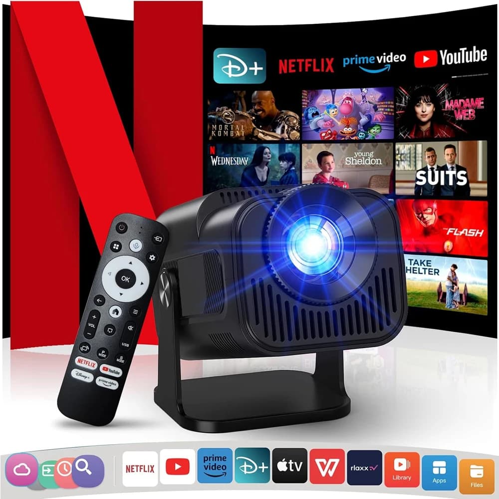 Proiettore HY320mini 4K Android 11, risoluzione nativa 1080P, 390 ANSI lumen, doppio Wifi6, BT5.0, 1920*1080P, proiettore portatile da cinema, versione aggiornata dell'HY300