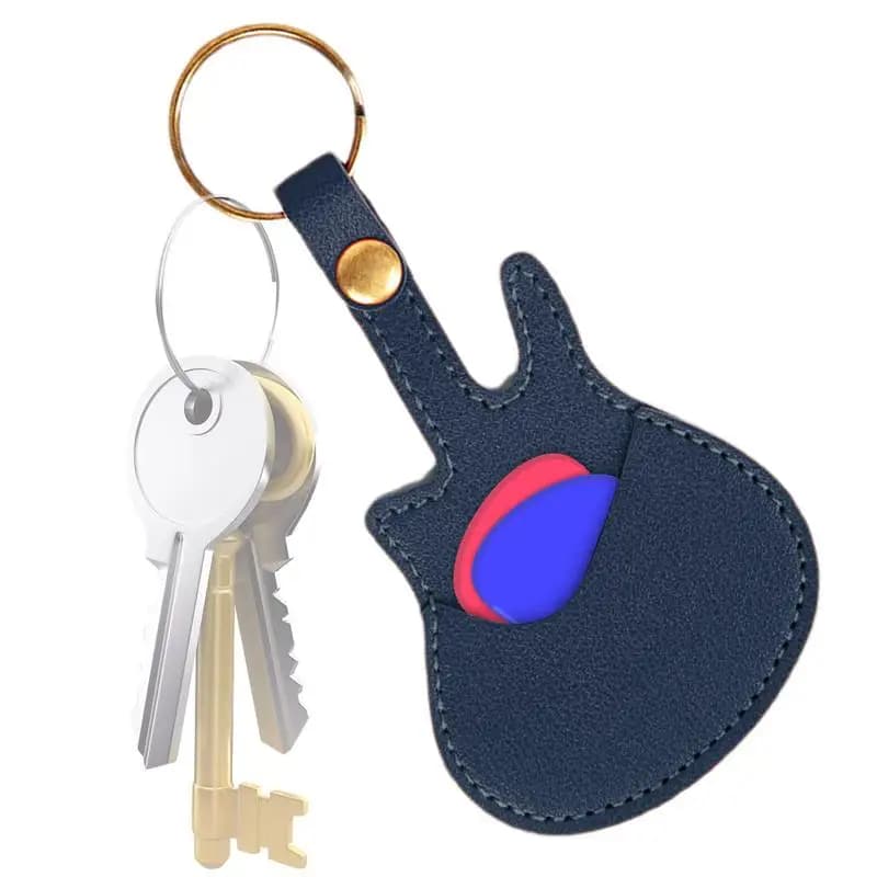 Custodia per plettro per chitarra Porta plettro per chitarra in pelle con portachiavi Custodia per plettri in pelle PU per collezionisti di lettori musicali