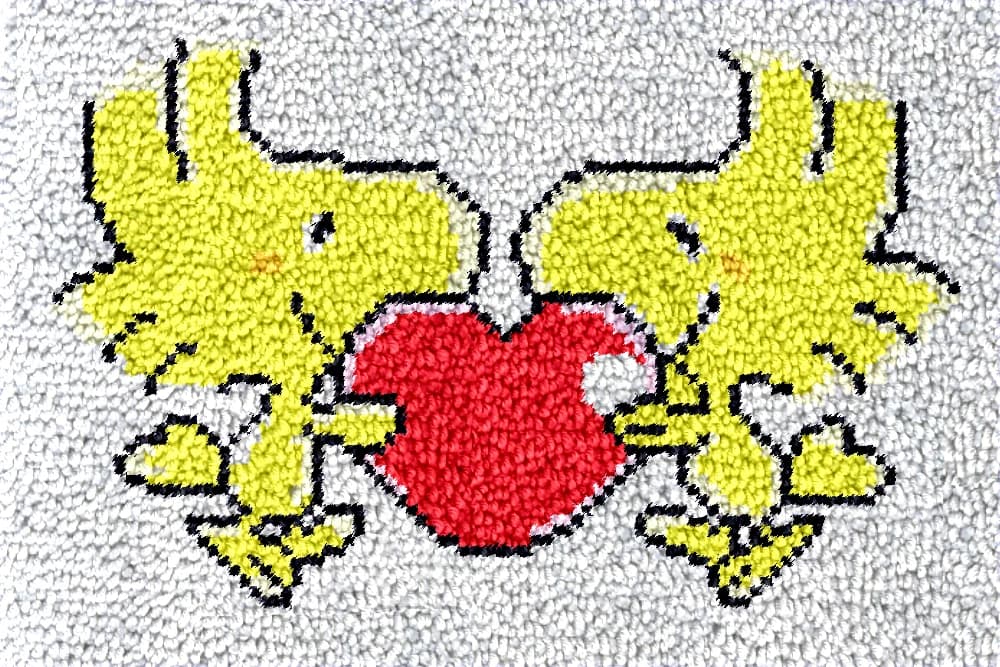 Kit tappeto con gancio di chiusura con tela stampata hobby per bambini Borsa fai da te Cartoon Love arazzo Artigianato set da ricamo per tappeti per adulti