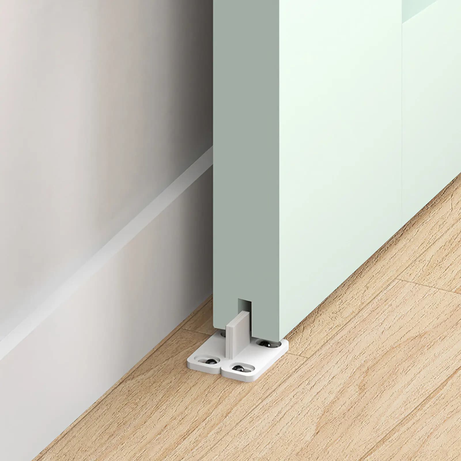 4Sets Barn Door Floor Guide Bottom Track Stopper Plastic Sliding Door Bottom Rail for Single Bypass Doors Stable Swing