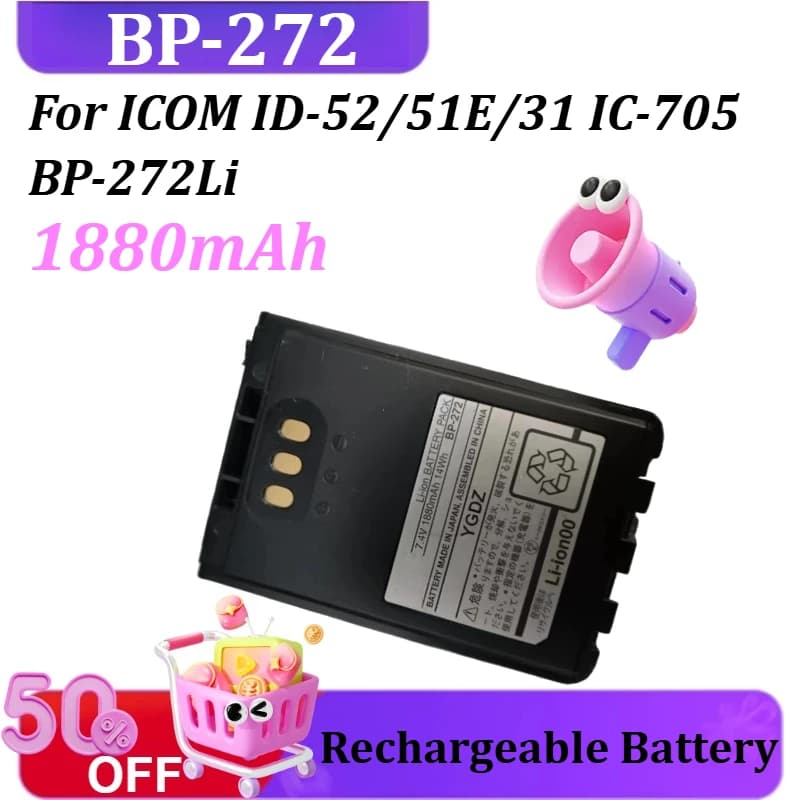 Nuova batteria BP-272 1880mAh per ICOM ID-52/51E/31 IC-705 BP-272Li Walkie Talkie Batteria Clip da cintura Opzionale BP272