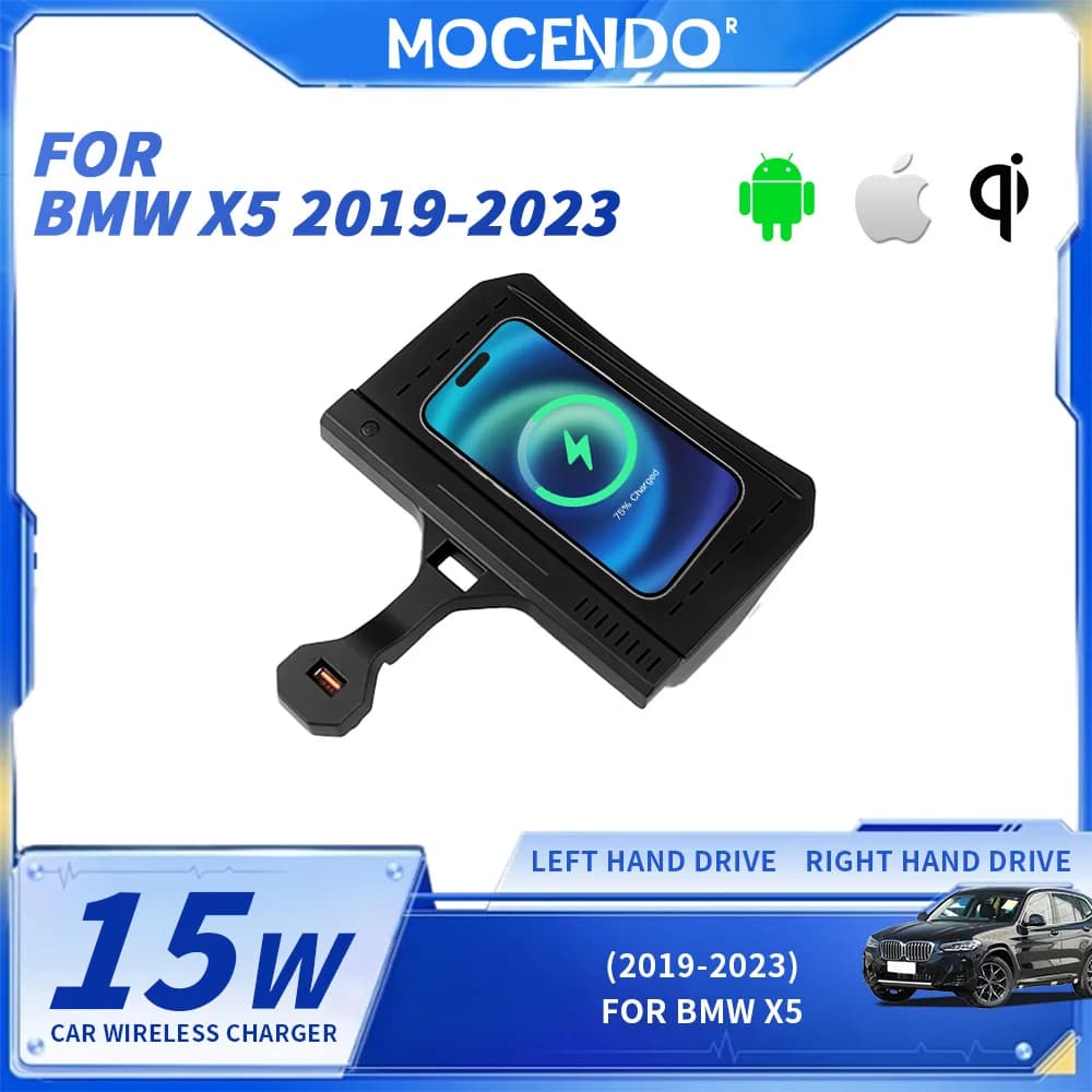Caricabatterie wireless per BMW X5 2019-2023 Accessori per ricarica USB per telefono cellulare RHD e LHD