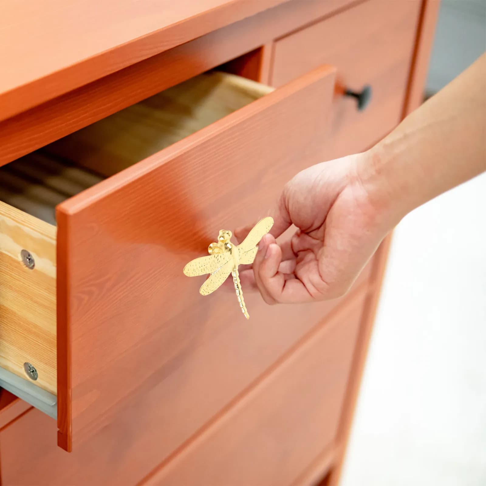 2 Pezzi Maniglie Decorative a Forma di Libellula in Ottone per Cassetti, Armadi e Mobili - Accessori per Guardaroba e Credenze